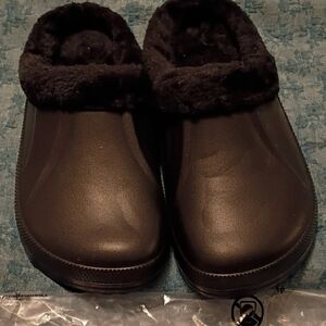 Black Faux Fur Lined Clogs Amoji Mens 13